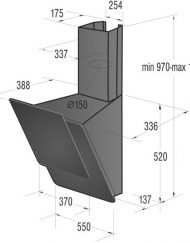 Абсорбатор, Gorenje DKG 552 ORA S, 600 m3/h, 3 степени на вентилатора (DKG552ORAS)