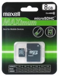 Карти памет MAXELL MicroSD 8GB CLASS 10 с преходник