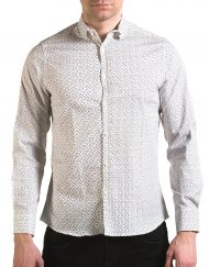 Мъжка бяла риза с малки разноцветни детайли