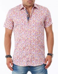 Мъжка лилава риза с къс ръкав