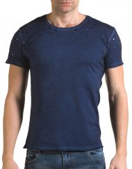 Мъжка синя тениска с метални капси