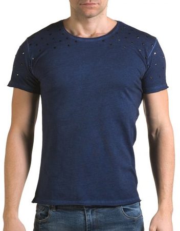 Мъжка синя тениска с метални капси