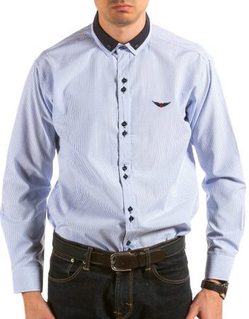 Мъжка синьо-бяла раирана риза