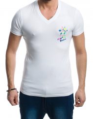 Мъжка тениска с малък цветен принт №854098