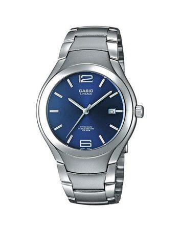 Мъжки часовник Casio Lineage сив с титаниев корпус и син циферблат
