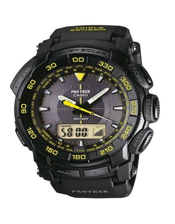 Мъжки часовник Casio Pro Trek черен с жълти цифри