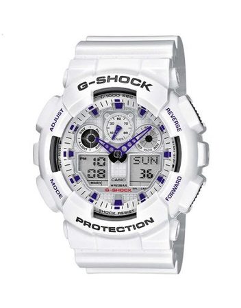 Мъжки спортен часовник Casio G-SHOCK бял с лилави детайли