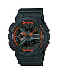 Мъжки спортен часовник Casio G-SHOCK черен с оранжеви детайли и стрелки