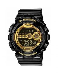 Мъжки спортен часовник Casio G-SHOCK черен със златисти детайли на дисплея