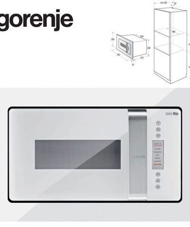 Микровълнова за вграждане, Gorenje BM6250ORAW, 1200W, 23 литра