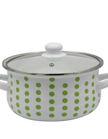 Тенджера с капак SAPIR SP 4518 H20G, Емайл, 20 см, бял/зелен