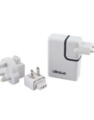 USB Charger, Ultralux, Universal World Travel, 4USB, 2A, преходници за цял свят, Бял (20451)