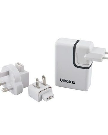 USB Charger, Ultralux, Universal World Travel, 4USB, 2A, преходници за цял свят, Бял (20451)