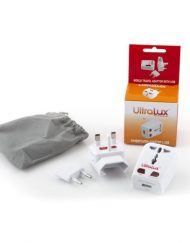 USB Charger, Ultralux, Universal World Travel, USB, 1A, преходници за цял свят, Бял (20450)