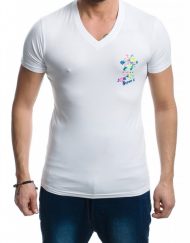 Мъжка тениска с малък цветен принт №854098