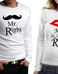 Комплект блузи за влюбени  Mr Right - Mrs Awlays Right