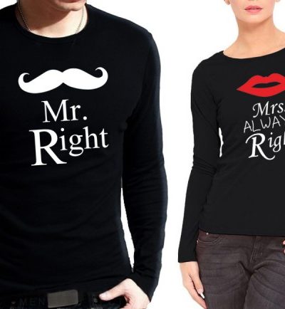 Комплект блузи за влюбени  Mr Right - Mrs Awlays Right