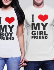 Комплект тениски за влюбени - I Love My Boy Friend I Love My Girl Friend