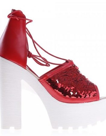 Дамски сандали с ток Rosales червени