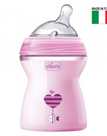 CHICCO N0242 Шише със силиконов биберон 250 мл. 2+ NATURAL FEELING МОМИЧЕ