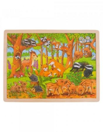 GOKI Дървен пъзел в рамка - Бебета горски животни 57734