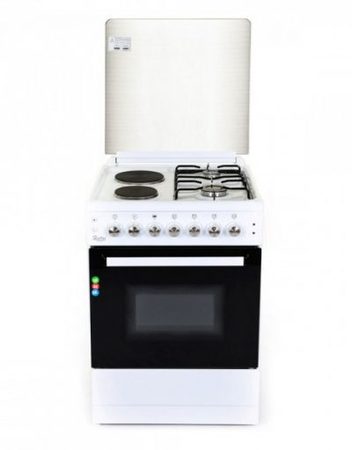 Комбинирана готварска печка ZEPHYR ZP 1441 2E60, 2 газови/ 2 електрически котлона, 6 функции, Клас А, 60 см, Бяла