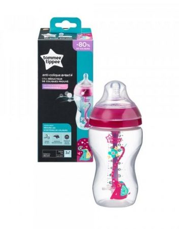 TOMMEE TIPPEE Шише за хранене с декорация 340 мл. 3+ ANTI-COLIC РОЗОВ 42257975