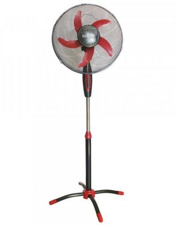 Вентилатор на стойка SAPIR SP 1760 CM16, 45W, 40 см, 3 степени на мощност, Регулиране на височината, Мрежа, Черен/червен