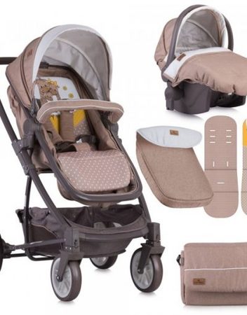 LORELLI CLASSIC Комбинирана количка 2в1 S-500 СЕТ BEIGE&YELLOW HAPPY FAMILY 1002085/1803