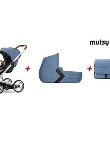 MUTSY BUNDLE Комплект 4-колка I2 URBAN NOMAD STANDARD + седалка, кош за новородено + чанта HERITAGE BRIGHT BLUE