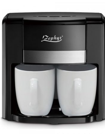 Кафемашина с две чаши ZP 1170 D, 500W, Перманентен филтър, Черен
