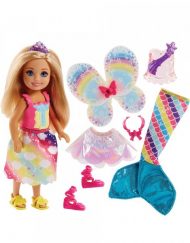 BARBIE Кукла с три костюма ЧЕЛСИ DREAMTOPIA RAINBOW COVE FJD00