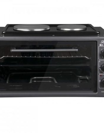 Готварска печка с два котлона ZEPHYR ZP 1441 T50HP, 3900W, 50 литра, Терморегулатор, Тава и решетка, Черен