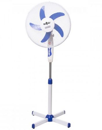Вентилатор на стойка SAPIR SP 1760 BM5, 45W, 40 см, 3 скорости, Регулиране на височината, Решетка - спици, Бял/син