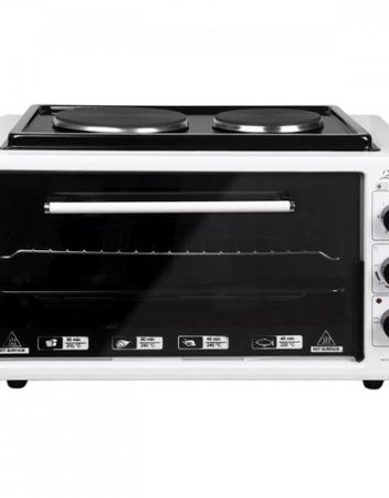 Готварска печка с два котлона ZEPHYR ZP 1441 T50HP, 3900W, 50 литра, Терморегулатор, Тава и решетка, Бял