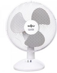 Настолен вентилатор SAPIR SP 1760 DC9, 19W, 23 см, 2 степени на скоростта, Регулиране на наклона, Бял/сив