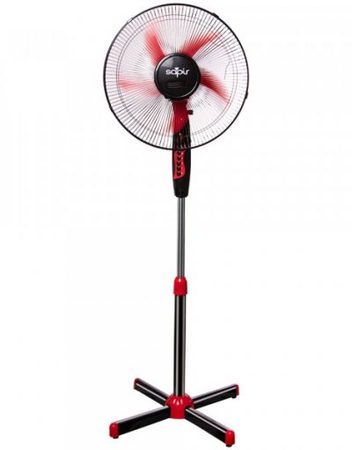 Вентилатор на стойка с 5 перки SAPIR SP 1760 B5, 45W, 40 см, 3 скорости, Регулиране на височината, Мрежа, Черен/червен