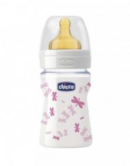 CHICCO N0209 Шише стъкло каучук 150 мл. РОЗОВО 70810.11