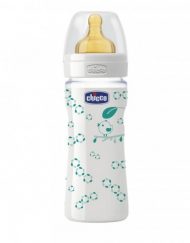 CHICCO N0211 Шише стъкло каучук 240 мл. 0м+ UNI