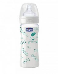 CHICCO N0214 Шише стъкло силикон 240 мл. 0м+ UNI