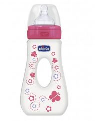 CHICCO N0221 PP Шише силикон 240 мл. 4м+  РОЗОВ