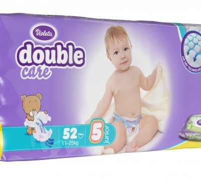 VIOLETA Бебешки пелени + мокри кърпички размер 5 11-25 кг. 52 бр. DOUBLE CARE 77715