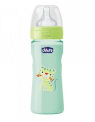 CHICCO Шише PP 250 мл. 2м+ силикон ЗЕЛЕН 20623.33