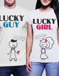 Комплект тениски за влюбени - Lucky Guy и Lucky Girl