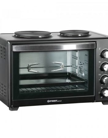 Готварска печка с въртящ се шиш FIRST AUSTRIA FA-5045-4, Фурна:1600W, Два котлона, Конвекция, 45 литра, Таймер,Черен