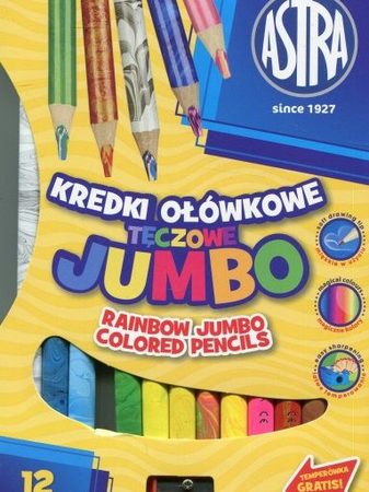 ASTRA Моливи Jumbo с цветовете на дъгата, триъгълни, с острилка 12 цвята  AS312118002