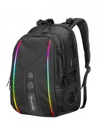 Backpack, Marvo 15.6'', RGB with Bluetooth Speaker, Black (MARVO-BA-02)