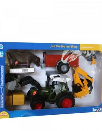 BRUDER Комплект трактор с товарач, ремарке и крава FENDT 209 S 01041