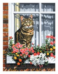 Royal Комплект за рисуване на платно с акрилни бои Котка на прозорец PCS11