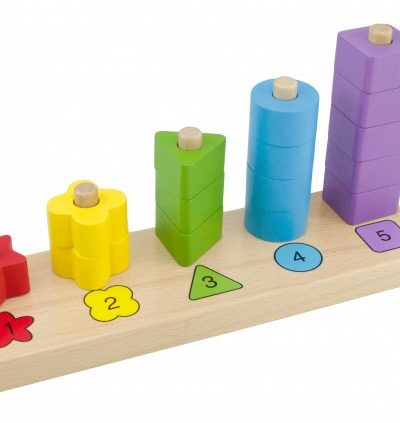 Thinkle Stars Дървена играчка за нанизване - цветове, форми и числа